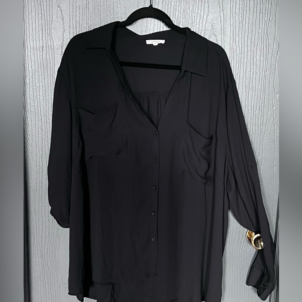 black button down blouse